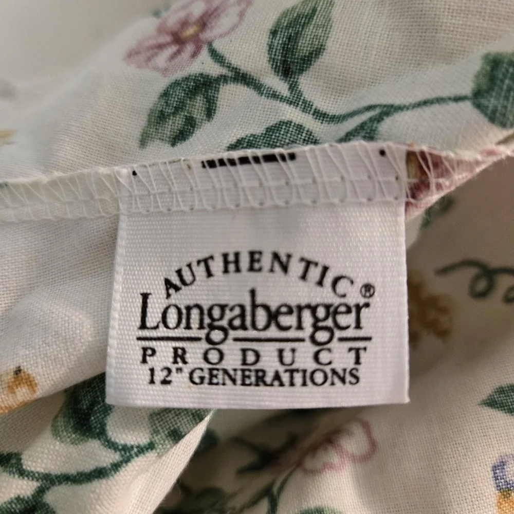 Longaberger 1994 Picnic Basket With Handle Floral Liner Handwoven Stripe‎ USA
